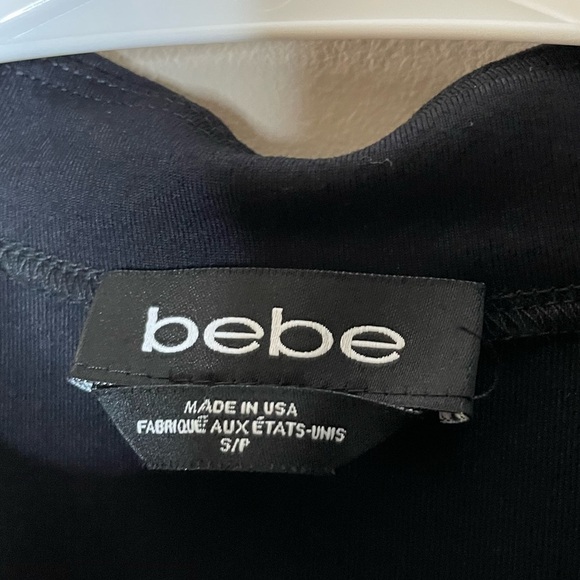 BEBE Black Rhinestone Stretch Zipper Bodycon Dress Size S - Picture 4 of 6